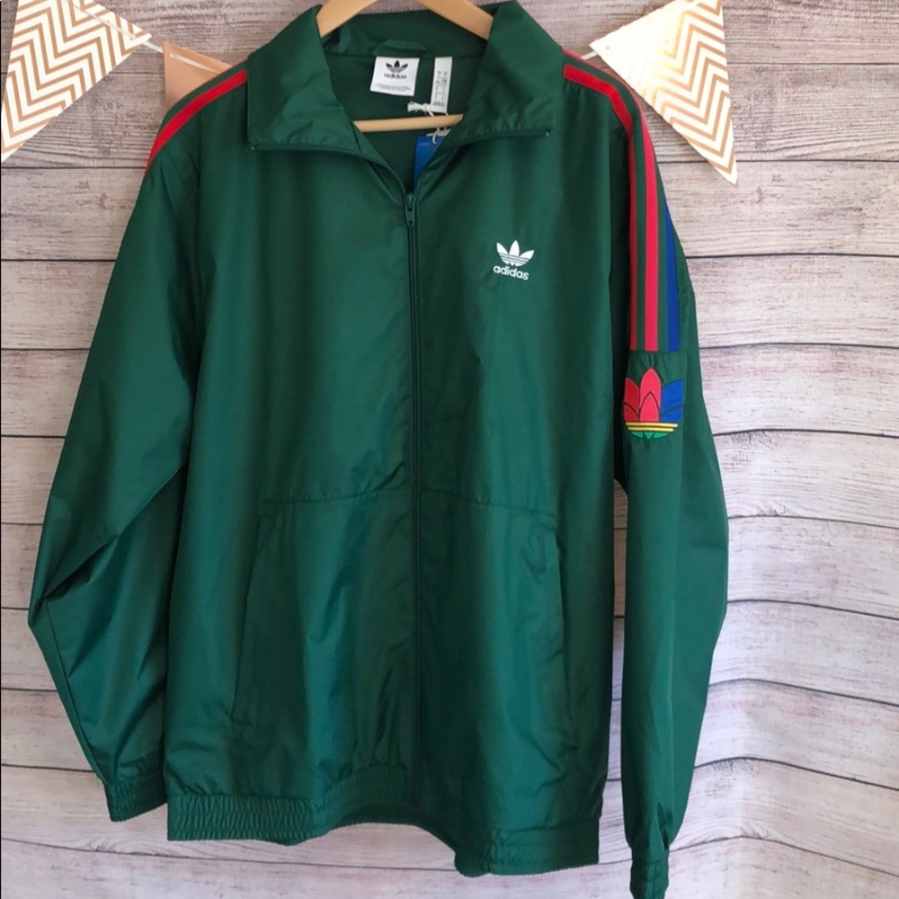 Adidas Green Zip Up Jacket With Shoulder Details